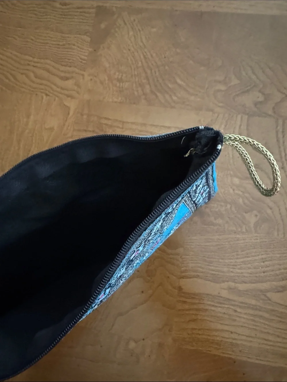Turquoise Bohemian Embroidered Zip Clutch
